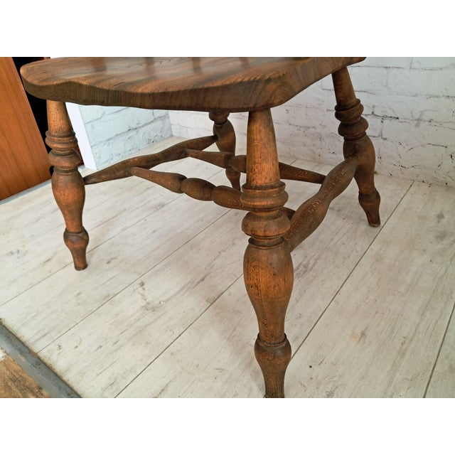Antique Victorian Smokers Bow Armchair in Beech & Elm, 1880s For Sale - Image 14 of 18