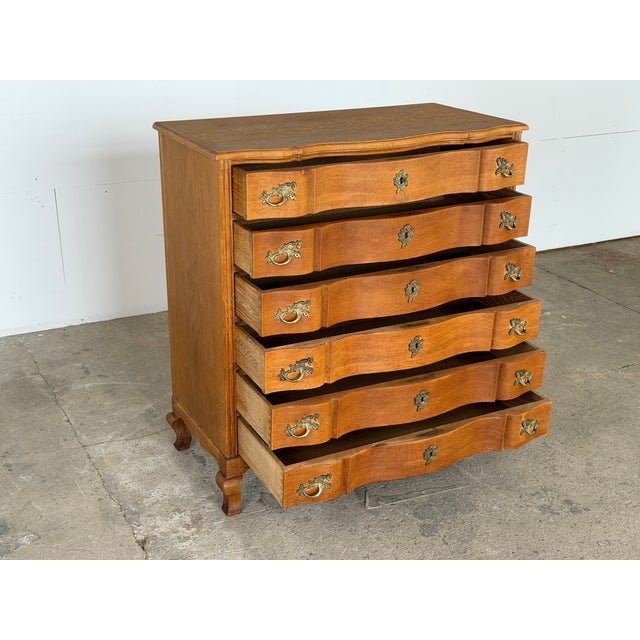 Brown Danish Rococo Oak Serpentine Chest of Drawers, 1940s For Sale - Image 8 of 13