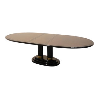 Henredon Furniture Scene Three III Asian Inspired Hollywood Regency 100" Oval Pedestal Dining Table For Sale