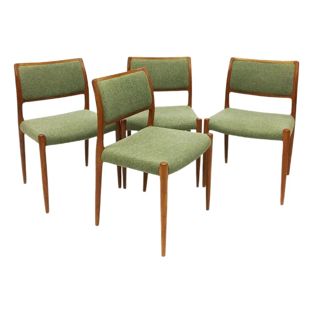 Model 80 Dining Chairs by Niels Otto Møller for J. L. Møller-Højbjerg, Denmark, Set of 4 For Sale
