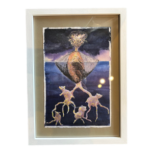 Contemporary Surrealist Framed Watercolor Painting