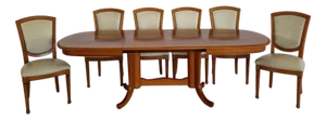 Large Extendable French Dining Table with Chairs, 1980s, Set of 7