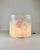 Large italian table lamp in clear to white gradient murano glass with small blurred pink murine incrusted on the front...