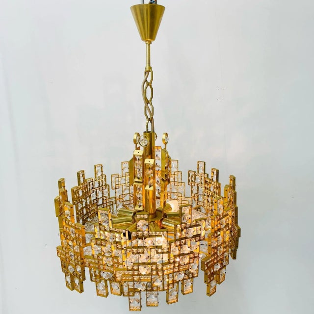 1960s Italian Mid-Century Modern Chandelier / Pendant, Brass City by Gaetano Sciolari For Sale - Image 5 of 13