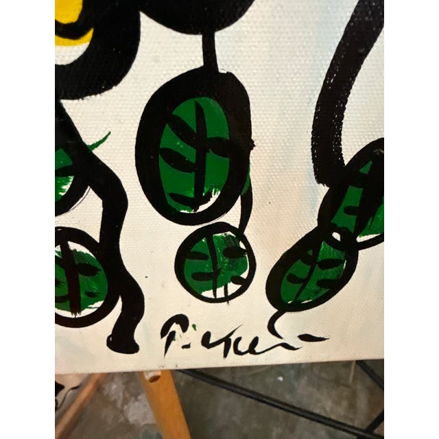 1970s 1970s Peter Keil Original Abstract Woman With Flowers Canvas Painting For Sale - Image 5 of 8