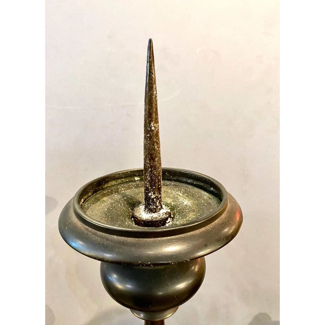 17th Century Pair Baroque Bronze Candlesticks For Sale - Image 5 of 11