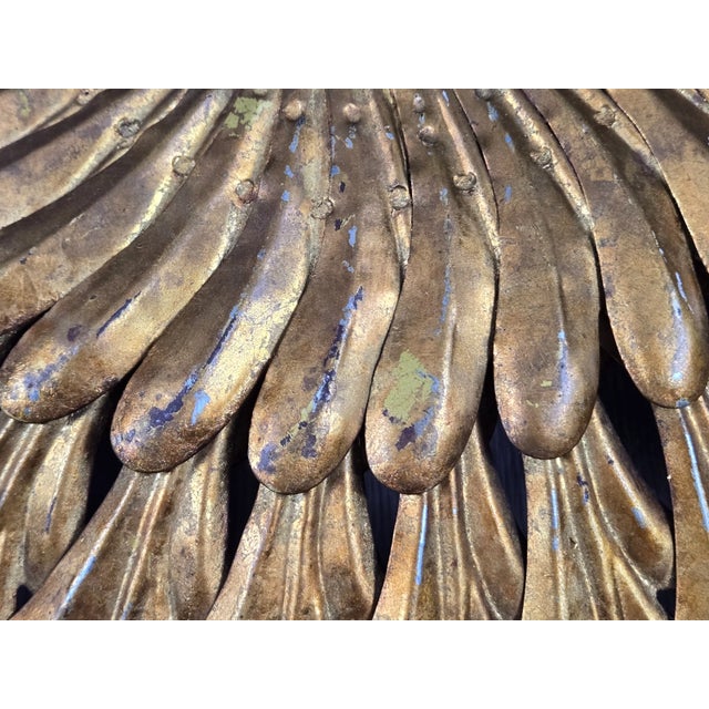 1950s Gold Metal Tole Sunburst Shade for Ceiling Light Fixture, Made in Italy For Sale - Image 15 of 18
