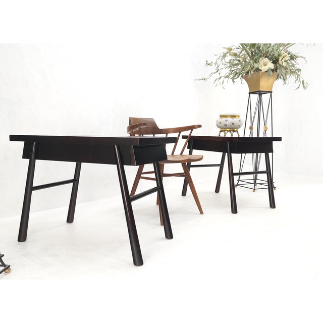 Mid 20th Century Mid 20th Century Pair of Gibbings Ebonized Dark Lacquer Walnut One Drawer End Side Tables Mint! For Sale - Image 5 of 13