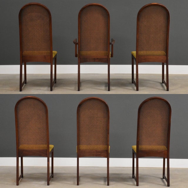 Mid-Century Modern 1950s Walnut and Cane Dining Chairs by Milo Baughman - Set of 6 For Sale - Image 3 of 9