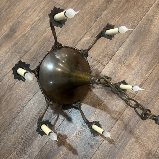 Dramatic Metal Empire Chandelier For Sale - Image 10 of 12