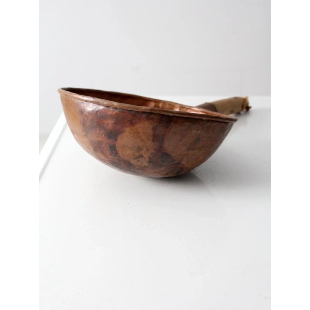 Copper Antique Round Bottom Copper Pan For Sale - Image 8 of 13