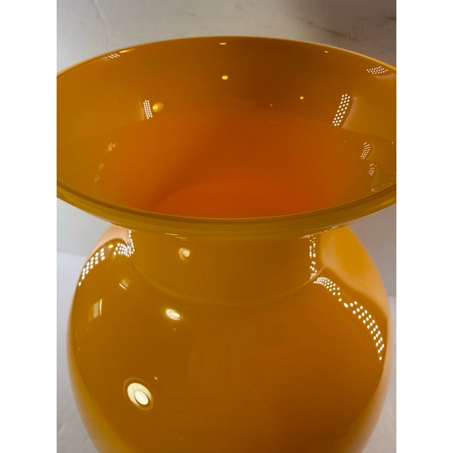 Mid-Century Modern Large Mid-Century Modern Vibrant Yellow Hand-Blown Art Glass Statement Vase For Sale - Image 3 of 11