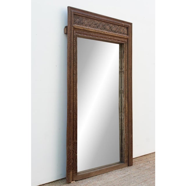 Antique Diamond Rosette Carved Floor Mirror For Sale - Image 4 of 8