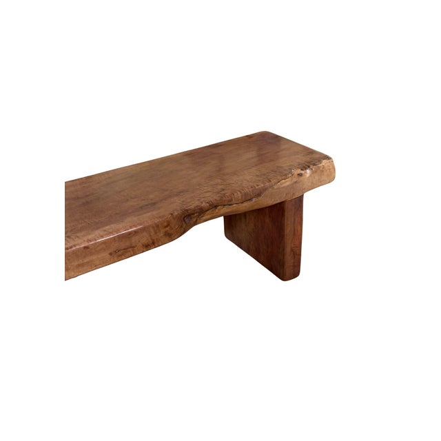 Contemporary Sculptural Lychee Wood Long Bench Stunning Wood Textures, Modern Organic For Sale - Image 3 of 9
