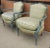 Wood Pair French Provincial Green Painted and Upholstered Low Fauteuils / Bergeres For Sale - Image 7 of 10