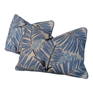 Brunschwig & Fils Blue Palmar Lumbar Pillows