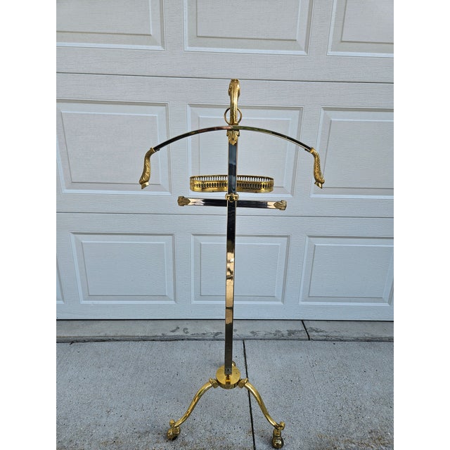 Maison Jansen Italian Brass and Chrome Ram's Head Valet -in the Style of Maison Jansen For Sale - Image 4 of 16
