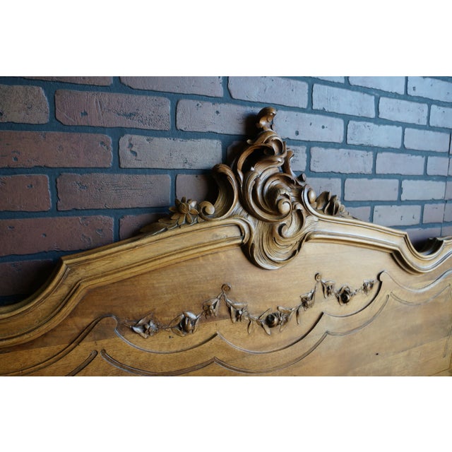 Louis XV Antique French Rococo full bed. Love the sweet carved rose and daisy detail along with the incredible pediment,...