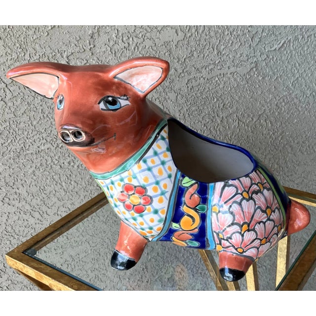 1980s Whimsical Late 20th-Century Talavera Piglet Cachepot / Planter, Mexico For Sale - Image 5 of 12