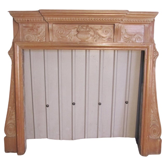 Large Decorative Victorian Pine Fireplace, 1880 For Sale