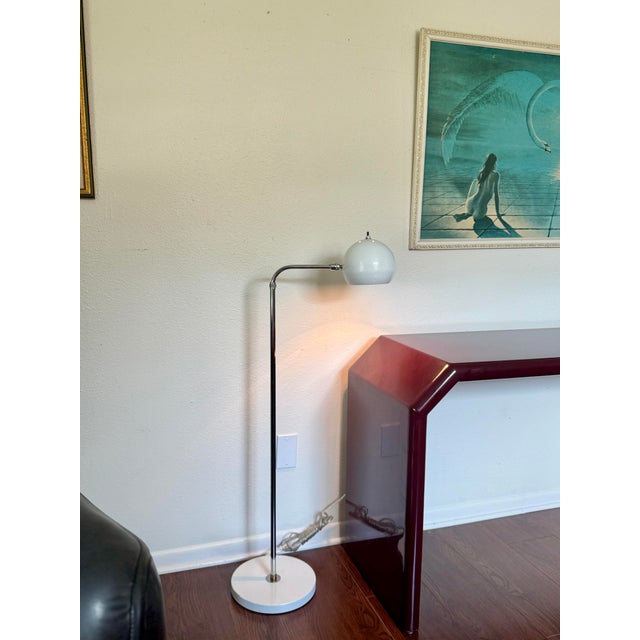 Vintage Space Age Adjustable Chrome Floor Lamp With White Accents, Circa 1970s. For Sale In Houston - Image 6 of 10