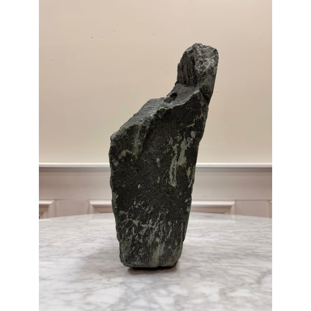 Late 20th Century Signed "T M" Modernist Shona Serpentine Stone Face Sculpture For Sale In West Palm - Image 6 of 8