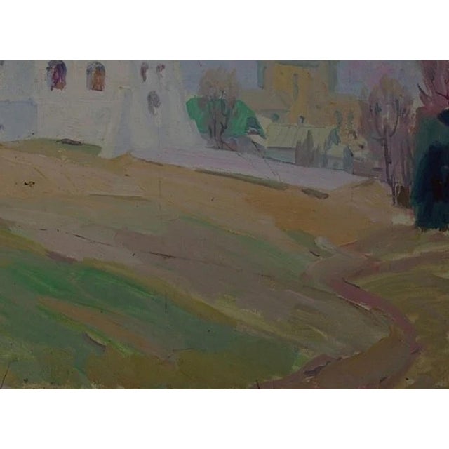 Orthodox Church Landscape Oil Painting, Ukrainian Art, 1974 50-70 For Sale - Image 6 of 6