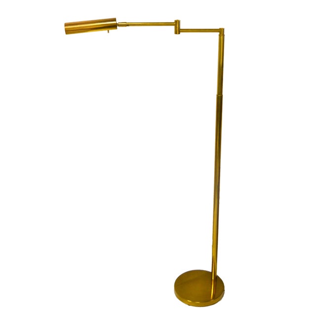 Mid-Century Modern 1970s Koch & Lowy Mid-Century Modern Adjustable Swing Brass Pharmacy Floor Lamp For Sale - Image 3 of 18