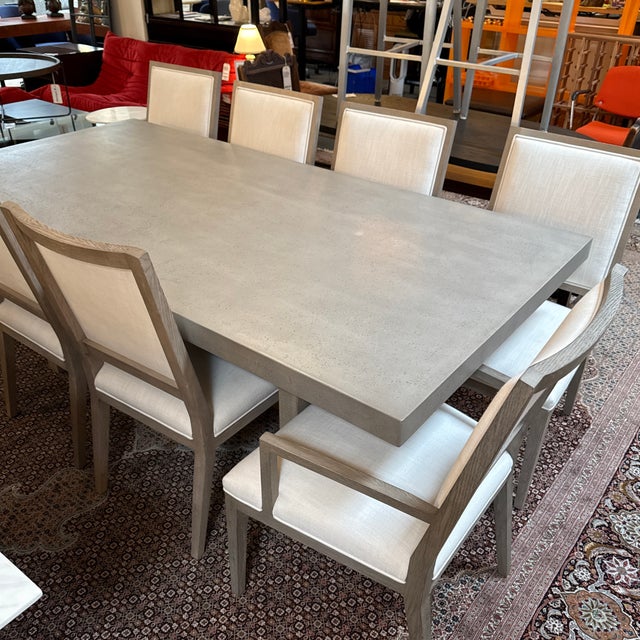 Van Thiel for Restoration Hardware Linen Dining Chairs, Set of Eight For Sale - Image 11 of 12