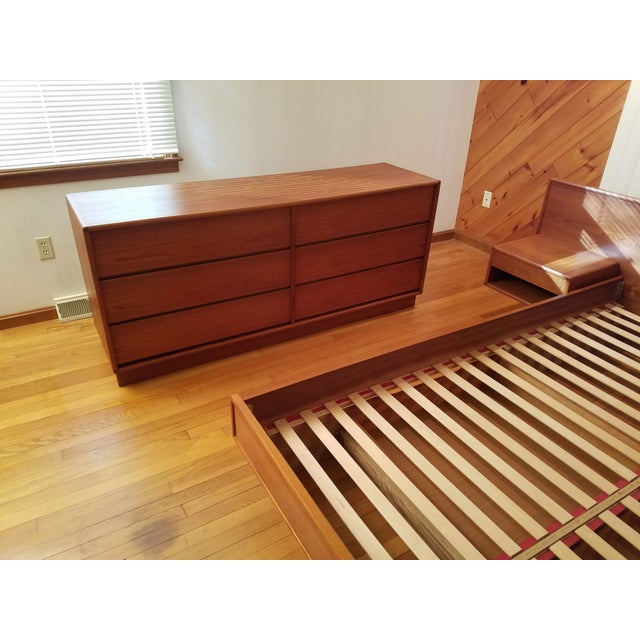 1980's Danish Teak Bedroom Set With Queen Platform Bed, Floating