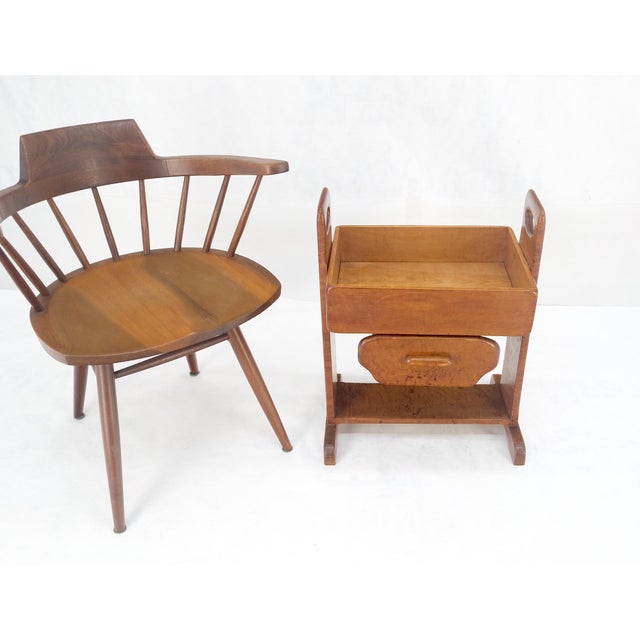 Unusual Solid Colonial Maple Gallery Top Side End Table One Drawer MINT For Sale - Image 11 of 16