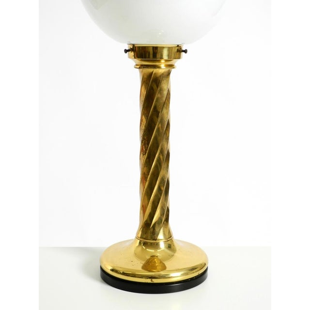 1960s Large Column-Style Table Lamp in Brass with Frosted Glass Globe, 1960s For Sale - Image 5 of 18