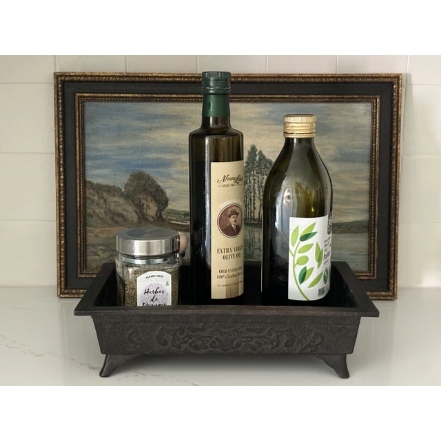 Metal Vintage Japanese Cast Iron Display Tray / Bonsai Tray For Sale - Image 7 of 12