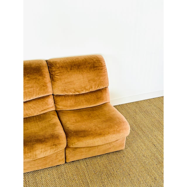 Vintage Velvet Modular Sofa and Armchair Set, 1970s, Set of 5 For Sale - Image 11 of 18