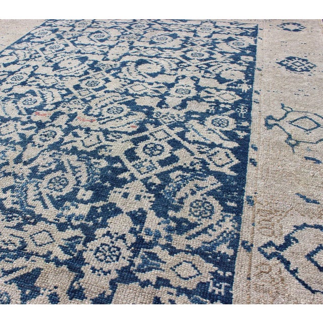1920s Antique Persian Malayer Rug With All-Over Herati Design in Navy Blue & Earth Tones For Sale - Image 5 of 7