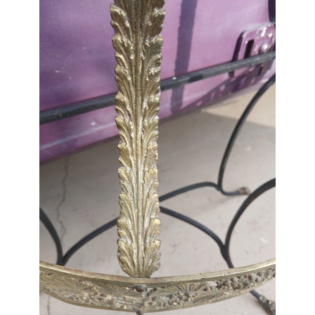 Black Maison Jansen Style French Neoclassical Brass & Wrought Iron Console With Cloven Hoof Feet For Sale - Image 8 of 13