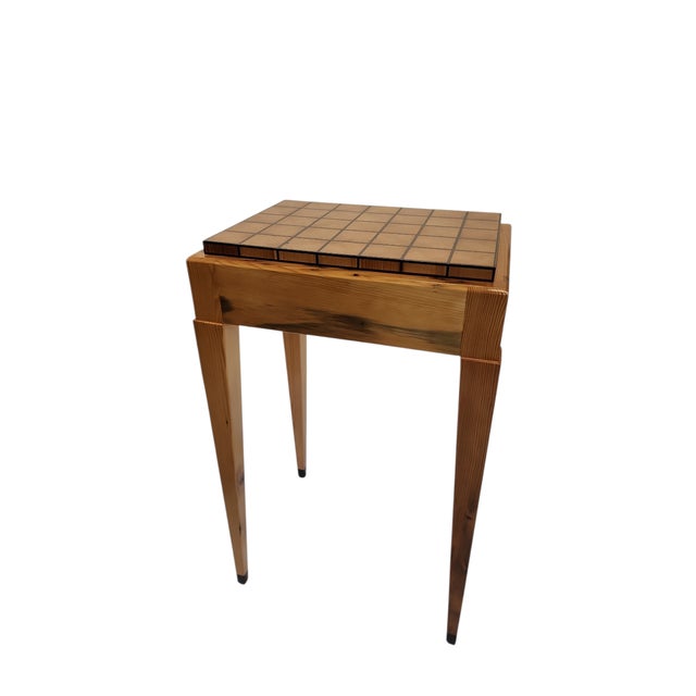 Reclaimed Old Growth Pine Parquetry Side Table For Sale - Image 4 of 17