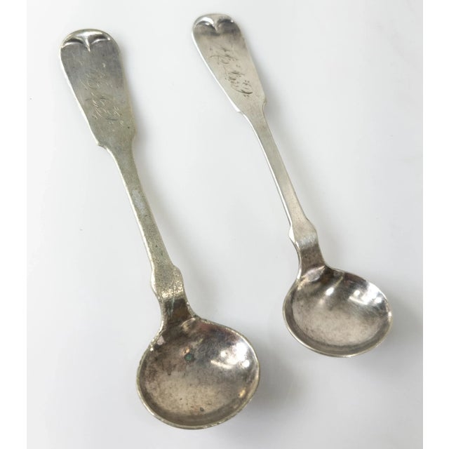 Early 20th Century Pair of Silverplate Sugar or Mustard Spoons by Hall & Elton For Sale - Image 10 of 10