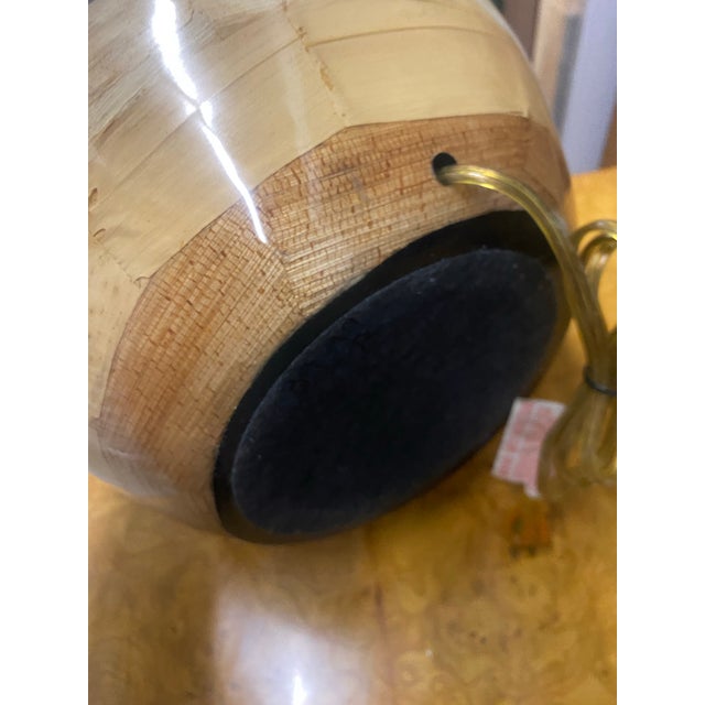 Apricot 1980s Large Palm Frond Veneered Lamp For Sale - Image 8 of 12