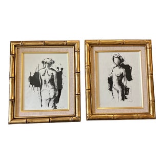 Contemporary Two Original Stephen Heigh Abstract Female Nude Paintings - Set of Two For Sale