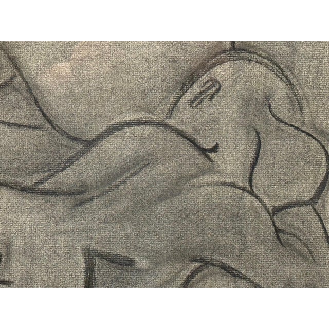 Late 20th Century Reclining Nude Charcoal Drawing by Young For Sale - Image 5 of 7