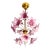 Vintage Italian Murano Style Hand-Painted Pink Floral Pendant Light, Romantic Glass Blossom Chandelier, Dramatic Ceiling Shadow Display For Sale