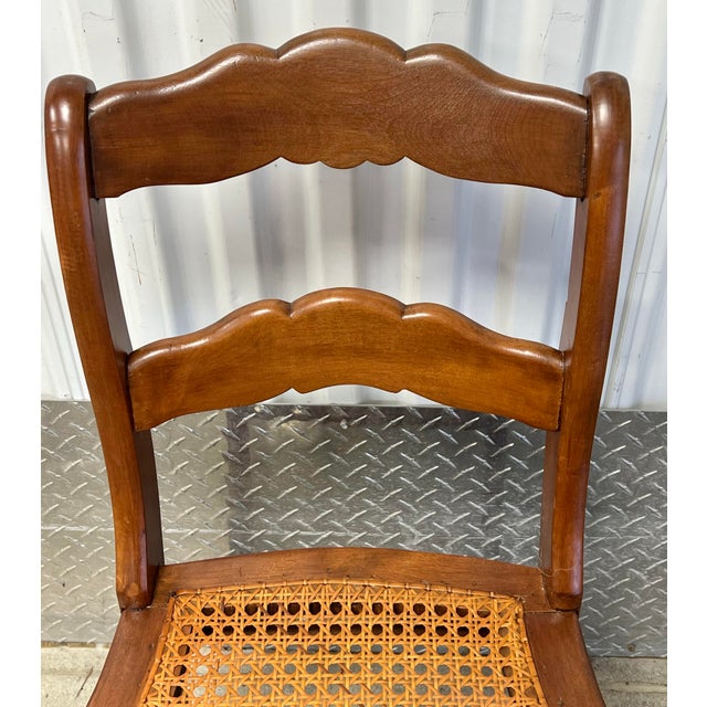 Late 19th Century Antique Victorian Maple Ladderback Cane Seat Dining Chairs - Set of 4 For Sale - Image 5 of 11