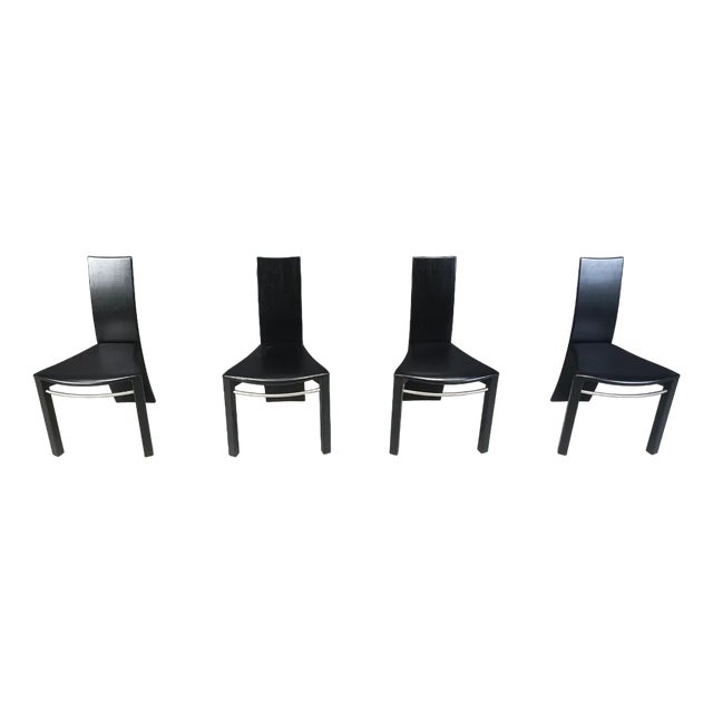 Vintage Curved Wooden Dining Chairs, 1980s, Set of 4 For Sale