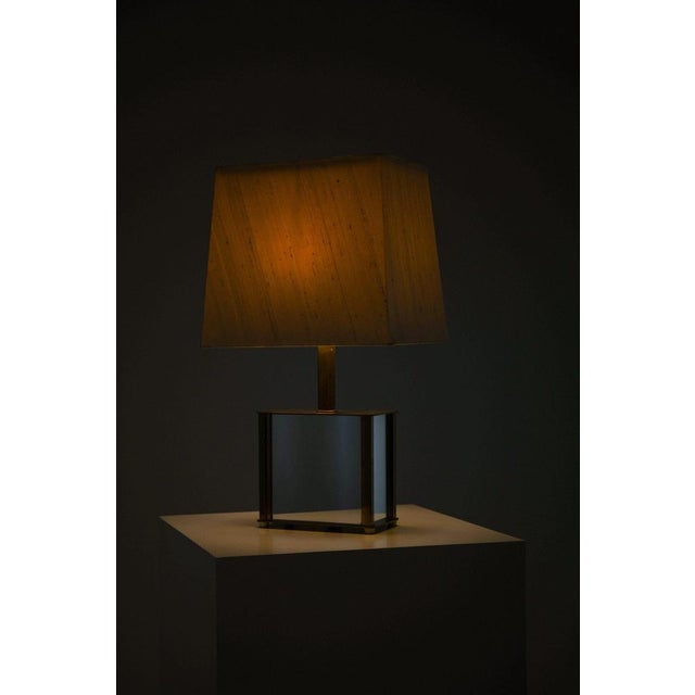 Bergboms Table Lamps in Brass, Mirrored Glass and Silk Shades, 1970s, Set of 2 For Sale - Image 12 of 15