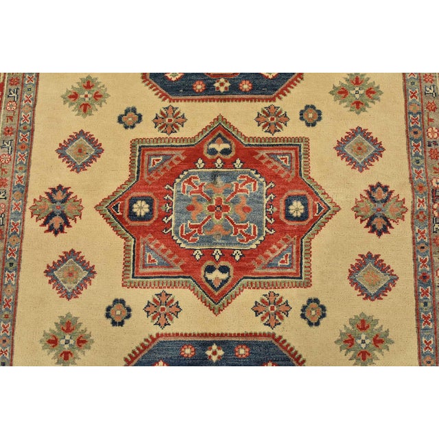 2020s Kazak Rug 5’8” X 7’7” Beige Wool Tribal Hand-Knotted Oriental Carpet For Sale - Image 5 of 12