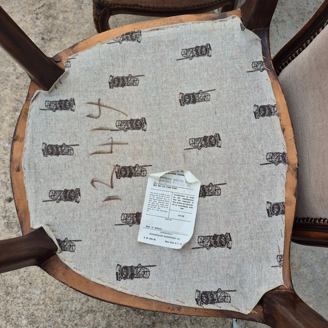 1980s Chateau d'Ax Louis XV Carved Walnut & Cocoa Velvet Dining Chairs, Assembled Set of 4 For Sale - Image 11 of 15
