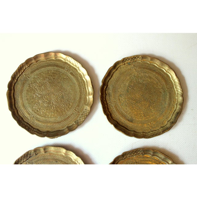 1960s 6 Design Solid Brass Coasters by Collini/Austria as a Set - Vintage From the 60s For Sale - Image 5 of 9