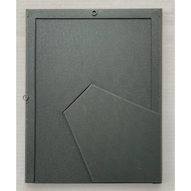 Mid 20th Century Green Leather Frame Floral Watercolor Painting Chrysanthemum Flowers For Sale - Image 5 of 7