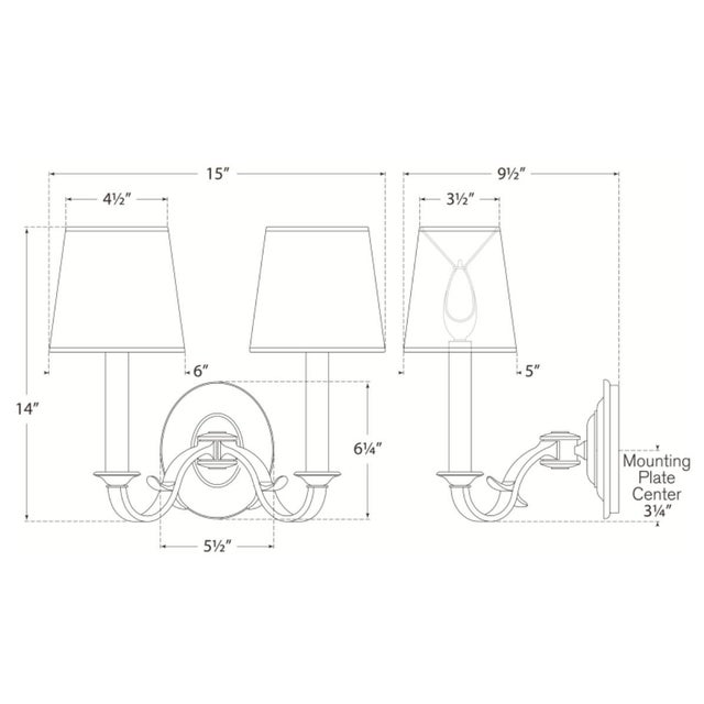 Traditional Thomas O'Brien for Visual Comfort Signature Channing Double Sconce in Hand-Rubbed Antique Brass with Linen Shades For Sale - Image 3 of 4